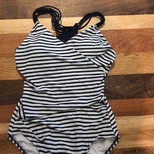 One Piece Navy Stripped Bathing Suit